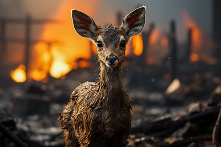 Trees burned by wildfires Generative AIの素材