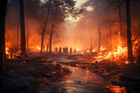 Trees burned by wildfires Generative AIの素材