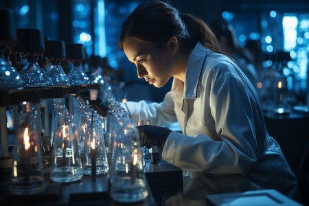 Scientists working hard to advance scienceの素材