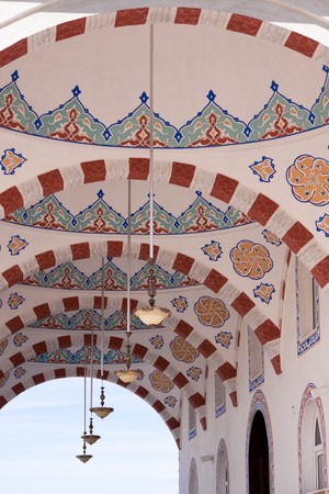 Frescoes of a newly built mosqueの写真素材
