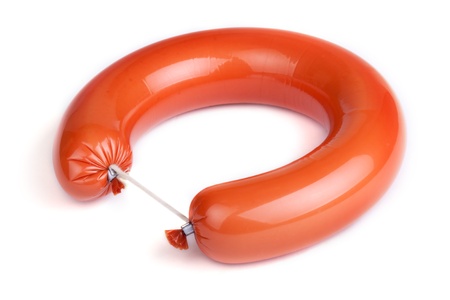 Sausage isolated in front of white backgroundの写真素材