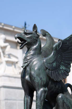 Statue in front of Parliament in Vienna; Austriaの写真素材