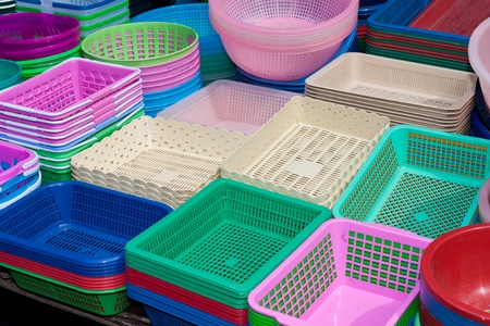 Houseware in various colors made of plastic