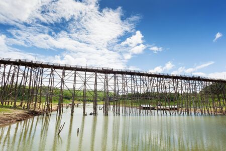 Detailed view of Mon bridge in Sangkhlaburi, Thailandの写真素材