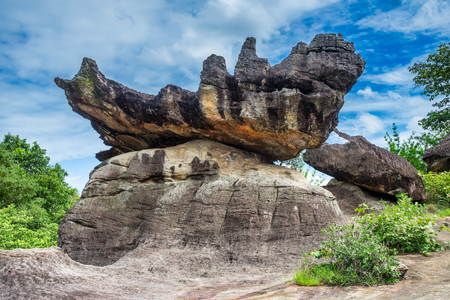 Beautiful rock formation in the Phu Pha Thoep National Park, Province Mukdahan in Thailandの写真素材
