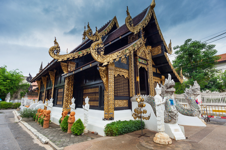 Thai temple Wat Inthakhin Sadue Muang in Chiang Mai; Thailandの写真素材