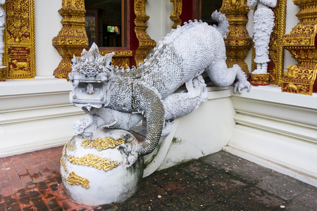 Dragon at Wat Buppharam in the old Town of Chiang Mai, Thailandの写真素材