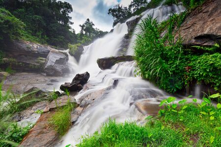 Mae Klang Waterfall in Doi Inthanon National Park, Chiang Mai, Thailandの写真素材