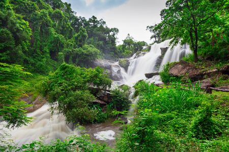 Mae Klang Waterfall in Doi Inthanon National Park, Chiang Mai, Thailandの写真素材