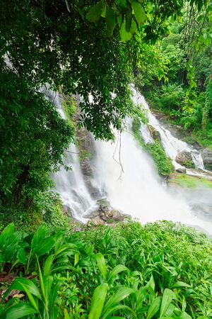 Wachirathan Waterfall in Doi Inthanon National Park, Chiang Mai, Thailandの写真素材
