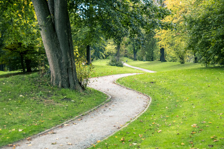 Winding paths through the historic park at the Johannisberg in Bielefeld