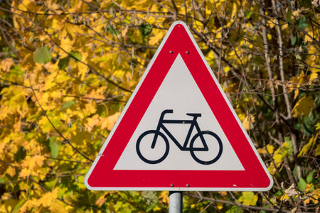 Caution cyclistの写真素材