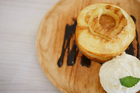 Pancake with whipped creamの写真素材