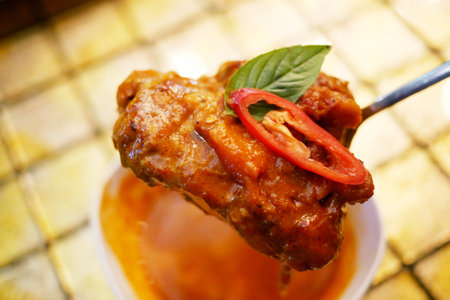 Thai Massaman Chicken Curry close upの写真素材