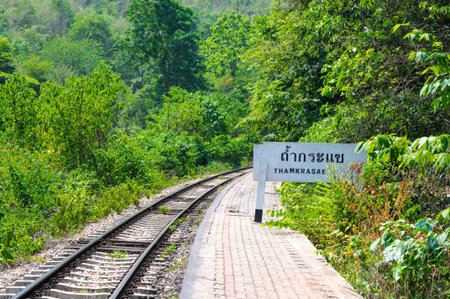 The Death railway Thamkrasae it is railway on world war II in Thailandのeditorial素材