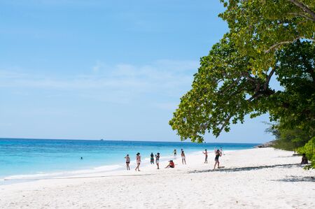 The people relax seaside on the beach summer season. At Phuket Thailand.のeditorial素材