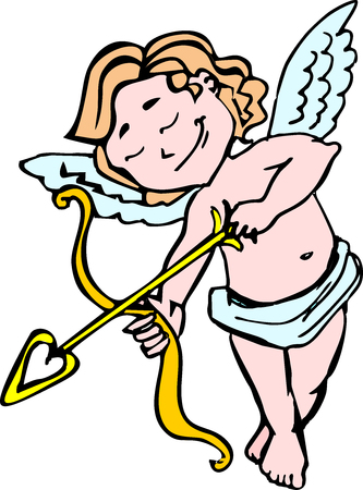 Smiling Angel Cupid with bow and arrow in the color of the vector for Valentine's dayのイラスト素材