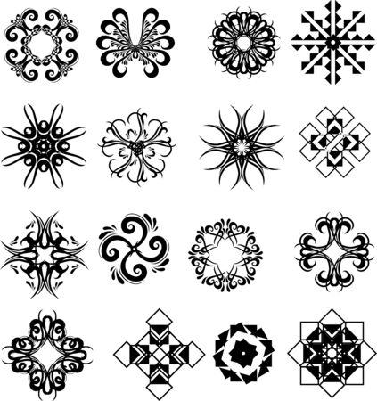 Big black set of graphic ornamental framesのイラスト素材