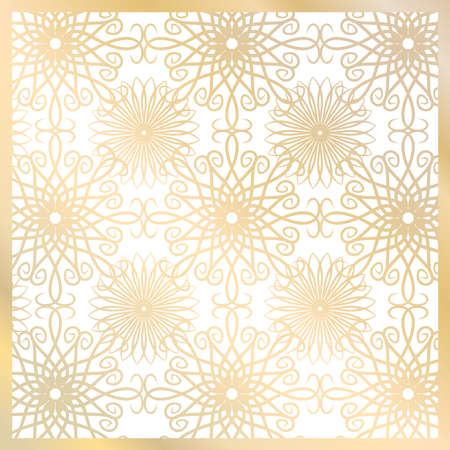 Gold Vector Seamless oriental pattern with monogramのイラスト素材