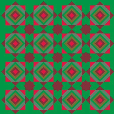 Vector seamless texture of red green, Islamic themesのイラスト素材