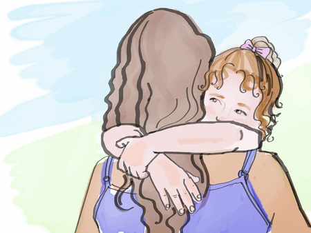 Children hugs, sketchのイラスト素材