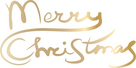 Merry Christmas gold vector text Calligraphic Lettering design card template.のイラスト素材