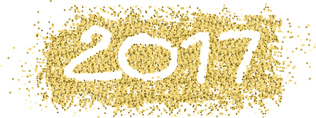 new year 2017 with white figures in gold confetti and ribbonのイラスト素材