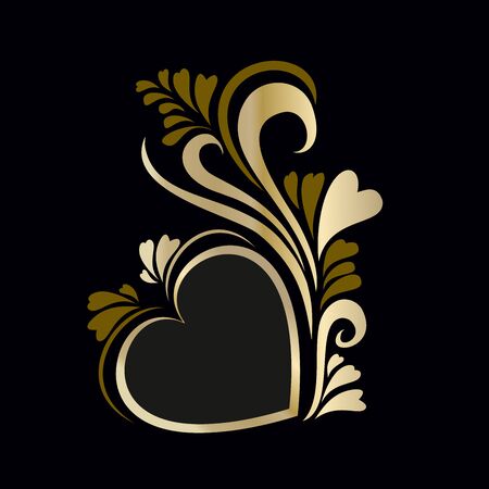 Frame luxury gold heart Valentine's dayのイラスト素材