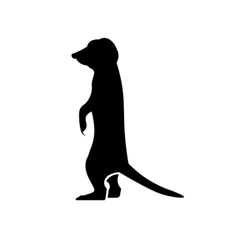This vector image shows a standing meerkat in glyph icon design. It is isolated on a white background.のイラスト素材