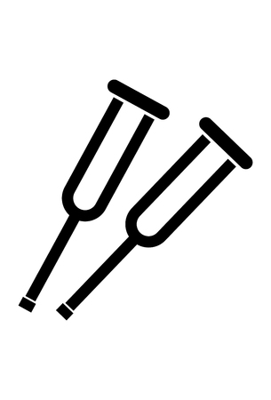 This vector image shows crutches in glyph icon design. It is isolated on a white background.のイラスト素材