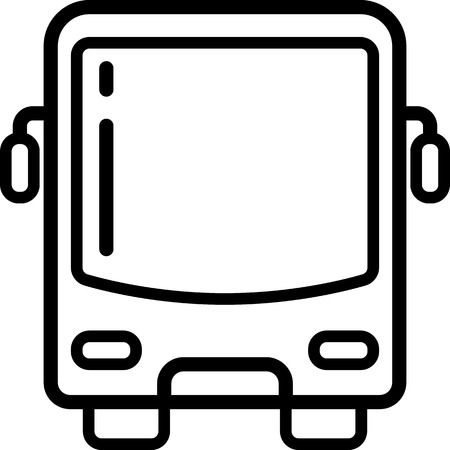 This vector image shows a bus front view icon in glyph style. It is isolated on a white background.のイラスト素材