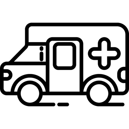 This vector image shows a ambulance icon in glyph style. It is isolated on a white background.のイラスト素材
