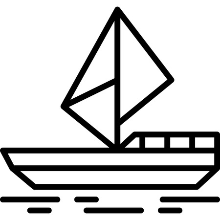 This vector image shows a yacht icon in glyph style. It is isolated on a white background.のイラスト素材