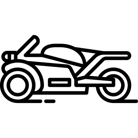 This vector image shows a motorcycle icon in glyph style. It is isolated on a white background.のイラスト素材