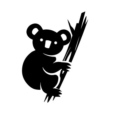 This vector image shows a koala icon in glyph style. It is isolated on a white background.のイラスト素材