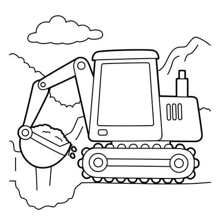 Excavator Coloring Pageのイラスト素材