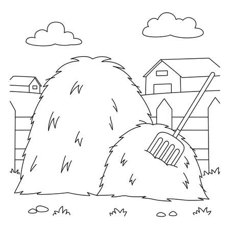 Haystack Coloring Page for Kidsのイラスト素材