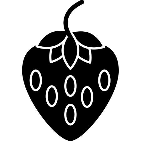 Strawberry Glyph Icon Fruit Vectorのイラスト素材