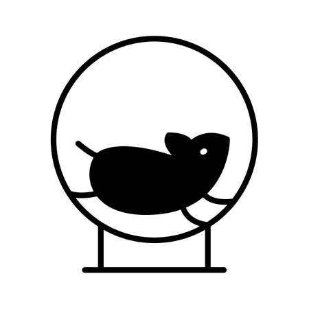 Hamster In A Wheel Glyph Icon Animal Vectorのイラスト素材