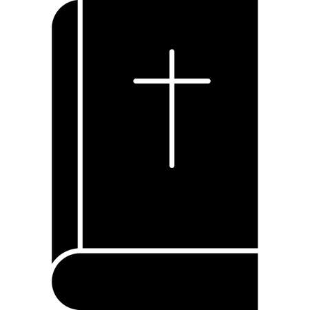 Bible With Cross Glyph Icon Vectorのイラスト素材