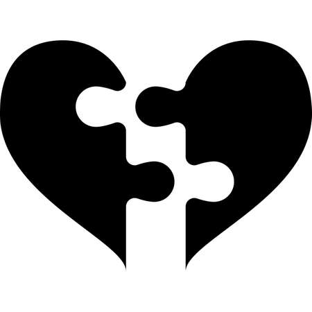 Broken Heart Puzzle Glyph Icon Vectorのイラスト素材