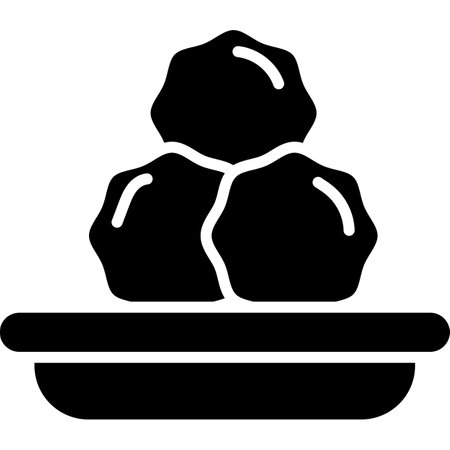 This vector image shows meatballs in glyph icon design. It is isolated on a white background.のイラスト素材