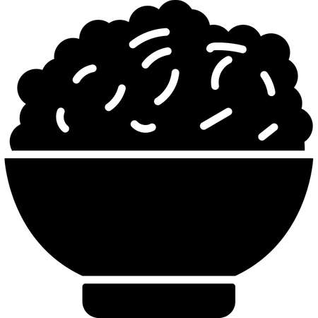 Rice In A Bowl Glyph Icon Food Vectorのイラスト素材