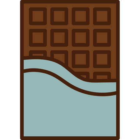 This vector image shows a chocolate bar in a filled outline icon design. It is isolated on a white background.のイラスト素材
