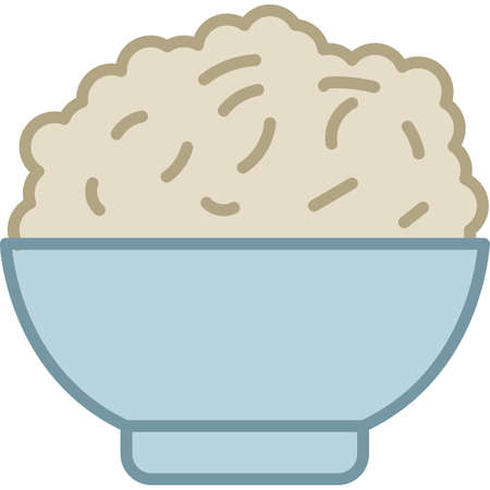 Rice In A Bowl Filled Outline Icon Vectorのイラスト素材