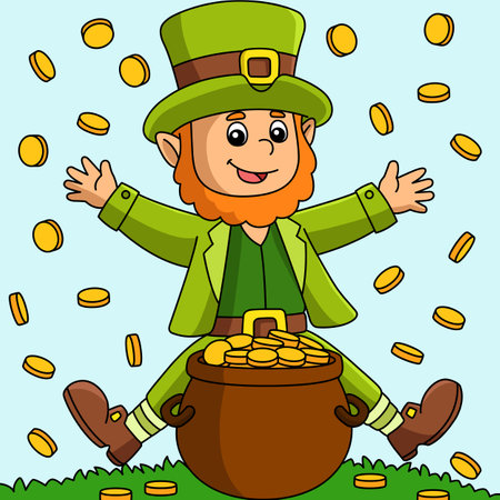 St. Patricks Day Leprechaun Cartoon Vector Coloredのイラスト素材
