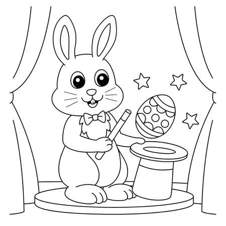 Eater Rabbit Magician Coloring Page for Kidsのイラスト素材