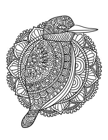 Bird Mandala Coloring Pages for Adultsのイラスト素材