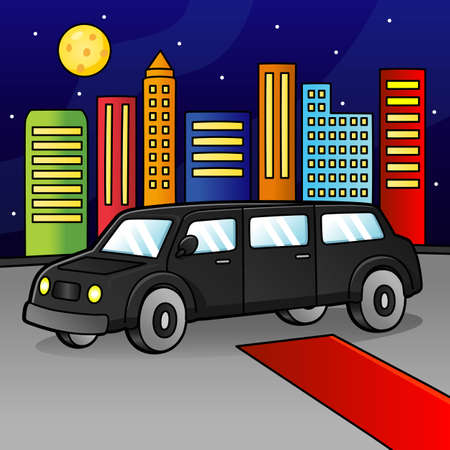 Limo Cartoon Colored Vehicle Illustrationのイラスト素材