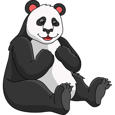 Panda Cartoon Colored Clipart Illustrationのイラスト素材